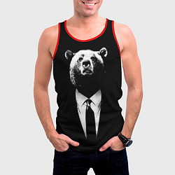 Майка-безрукавка мужская Медведь бизнесмен, цвет: 3D-красный — фото 2