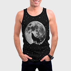 Майка-безрукавка мужская Лунный волк, цвет: 3D-черный — фото 2