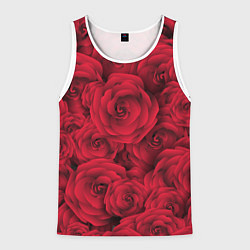 Майка-безрукавка мужская Красные розы, цвет: 3D-белый