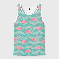 Майка-безрукавка мужская Flamingo Pattern, цвет: 3D-белый