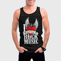 Майка-безрукавка мужская I Love Rock Music, цвет: 3D-черный — фото 2
