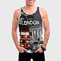Майка-безрукавка мужская Лондон - ночной автобус, цвет: 3D-белый — фото 2