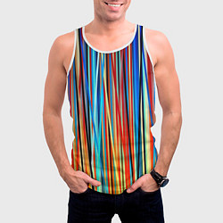 Майка-безрукавка мужская Colored stripes, цвет: 3D-белый — фото 2