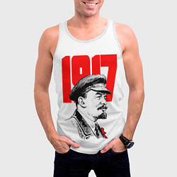 Майка-безрукавка мужская Ленин 1917, цвет: 3D-белый — фото 2