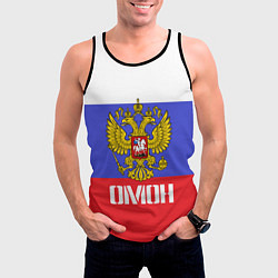 Майка-безрукавка мужская ОМОН, флаг и герб России, цвет: 3D-черный — фото 2