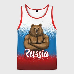 Майка-безрукавка мужская Russian Bear, цвет: 3D-красный