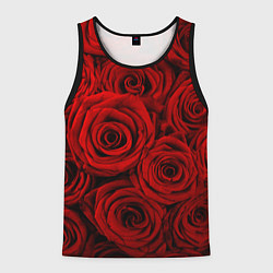 Майка-безрукавка мужская Красные розы, цвет: 3D-черный