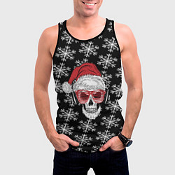 Майка-безрукавка мужская Santa Skull хипстер, цвет: 3D-черный — фото 2