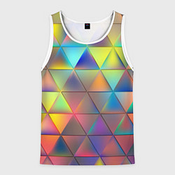 Майка-безрукавка мужская Разноцветные треугольники, цвет: 3D-белый