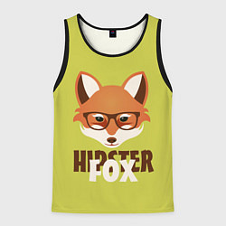 Майка-безрукавка мужская Hipster Fox, цвет: 3D-черный