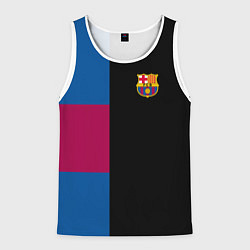 Майка-безрукавка мужская Barcelona FC: Black style, цвет: 3D-белый