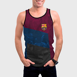 Майка-безрукавка мужская FC Barcelona: Dark polygons, цвет: 3D-черный — фото 2