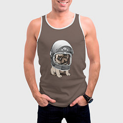 Майка-безрукавка мужская Мопс космонавт, цвет: 3D-белый — фото 2