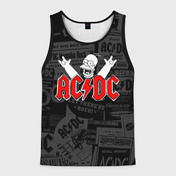 Майка-безрукавка мужская AC DC - Homer Simpson, цвет: 3D-черный