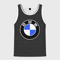 Майка-безрукавка мужская BMW CARBON БМВ КАРБОН, цвет: 3D-белый