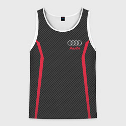 Майка-безрукавка мужская Audi: Black Carbon, цвет: 3D-белый