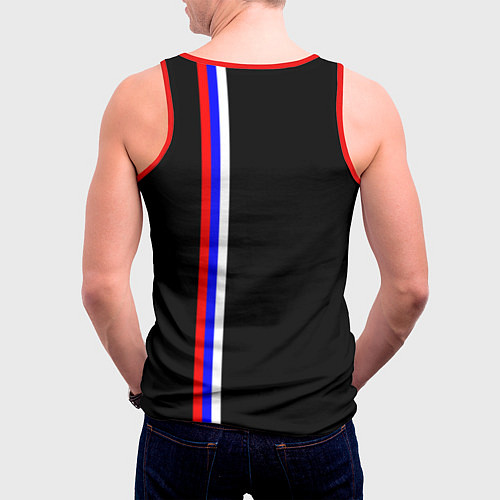 Мужская майка без рукавов Лента с гербом России / 3D-Красный – фото 4