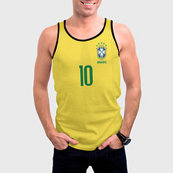 Майка-безрукавка мужская Сборная Бразилии: Неймар ЧМ-2018 домашняя, цвет: 3D-черный — фото 2
