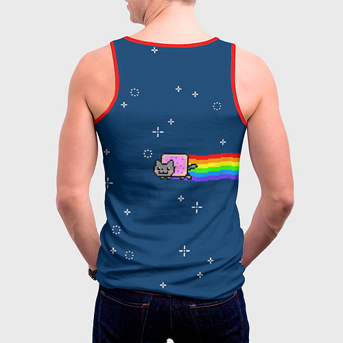 Мужская майка без рукавов Нянкот / 3D-Красный – фото 4