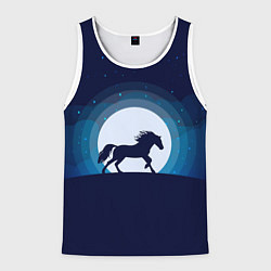 Майка-безрукавка мужская Лошадь под луной, цвет: 3D-белый