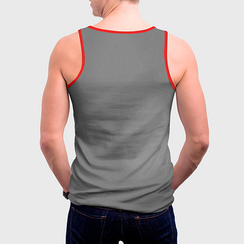 Мужская майка без рукавов Черный котик / 3D-Красный – фото 4