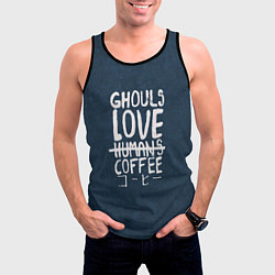 Майка-безрукавка мужская Ghouls Love Coffee, цвет: 3D-черный — фото 2