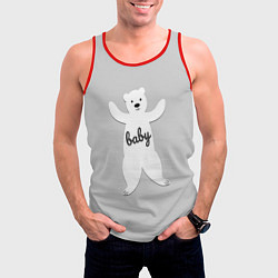 Майка-безрукавка мужская Baby Bear, цвет: 3D-красный — фото 2