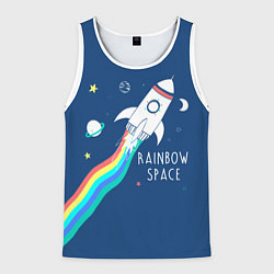 Майка-безрукавка мужская Rainbow Space, цвет: 3D-белый