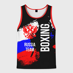 Майка-безрукавка мужская Boxing Russia Team и герб РФ, цвет: 3D-красный