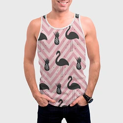 Майка-безрукавка мужская Черный фламинго арт, цвет: 3D-белый — фото 2