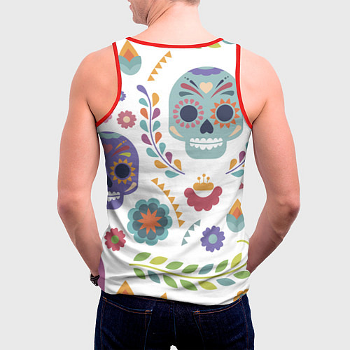 Мужская майка без рукавов Мексиканские мотивы / 3D-Красный – фото 4
