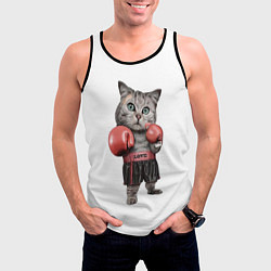 Майка-безрукавка мужская Кот боксёр, цвет: 3D-черный — фото 2