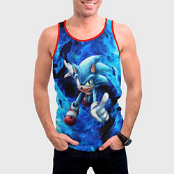 Майка-безрукавка мужская Blue Sonic, цвет: 3D-красный — фото 2