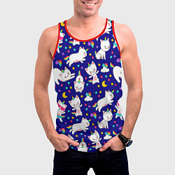 Майка-безрукавка мужская Кот-Единорог, цвет: 3D-красный — фото 2