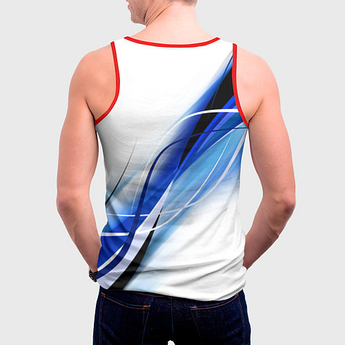 Мужская майка без рукавов BMW волны - blue-white / 3D-Красный – фото 4