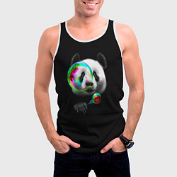 Майка-безрукавка мужская Панда и мыльный пузырь, цвет: 3D-белый — фото 2