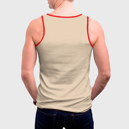 Мужская майка без рукавов Бежевая Маска / 3D-Красный – фото 4