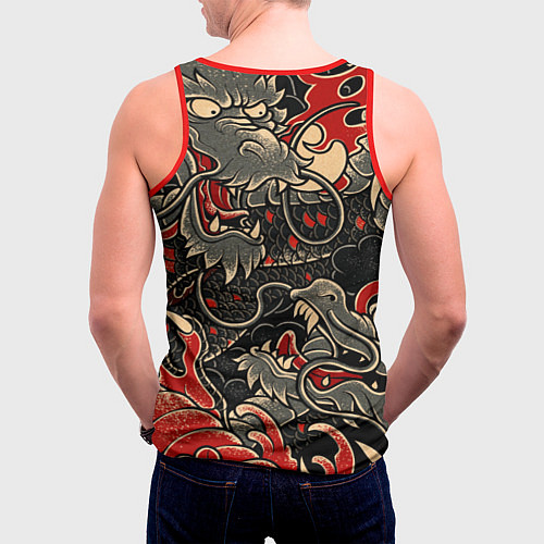 Мужская майка без рукавов Dsquared tatoo DRAGON / 3D-Красный – фото 4