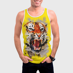 Майка-безрукавка мужская Оскал тигра, цвет: 3D-белый — фото 2