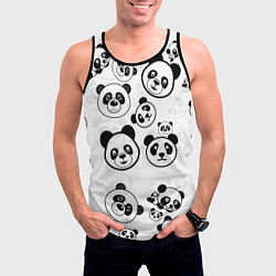 Майка-безрукавка мужская Панды, цвет: 3D-черный — фото 2