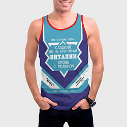 Майка-безрукавка мужская Виталик - банка сгущенки, цвет: 3D-красный — фото 2