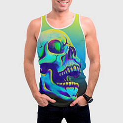 Майка-безрукавка мужская Neon skull, цвет: 3D-белый — фото 2