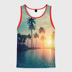 Майка-безрукавка мужская Пальмы, цвет: 3D-красный