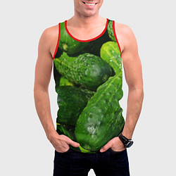Майка-безрукавка мужская Огурцы, цвет: 3D-красный — фото 2