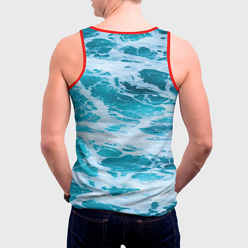 Мужская майка без рукавов Вода волны пена море / 3D-Красный – фото 4