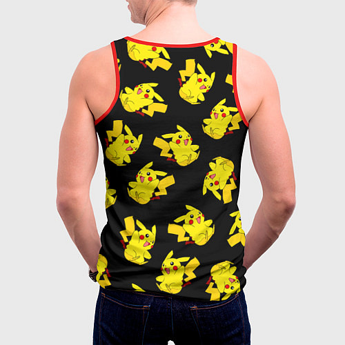 Мужская майка без рукавов Веселый пикачу / 3D-Красный – фото 4