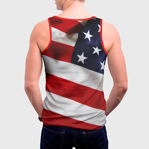 Мужская майка без рукавов США USA / 3D-Красный – фото 4