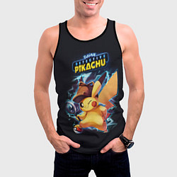Майка-безрукавка мужская Pikachu Pika Pika, цвет: 3D-черный — фото 2