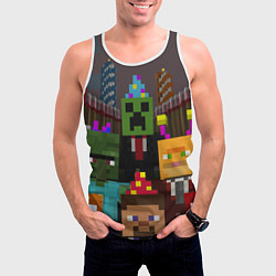 Майка-безрукавка мужская Minecraft - characters - video game, цвет: 3D-белый — фото 2