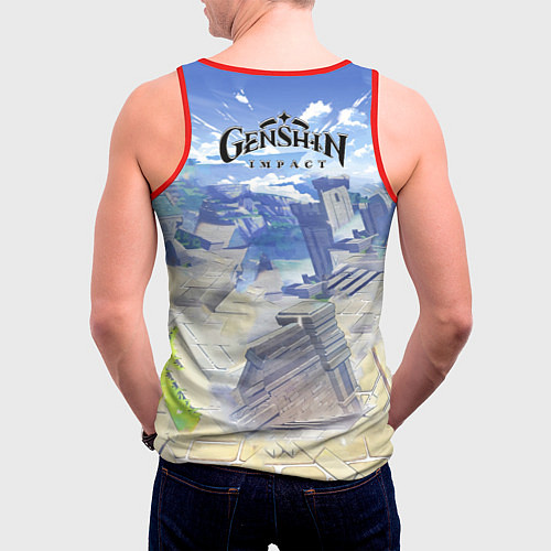Мужская майка без рукавов Genshin Impact / 3D-Красный – фото 4